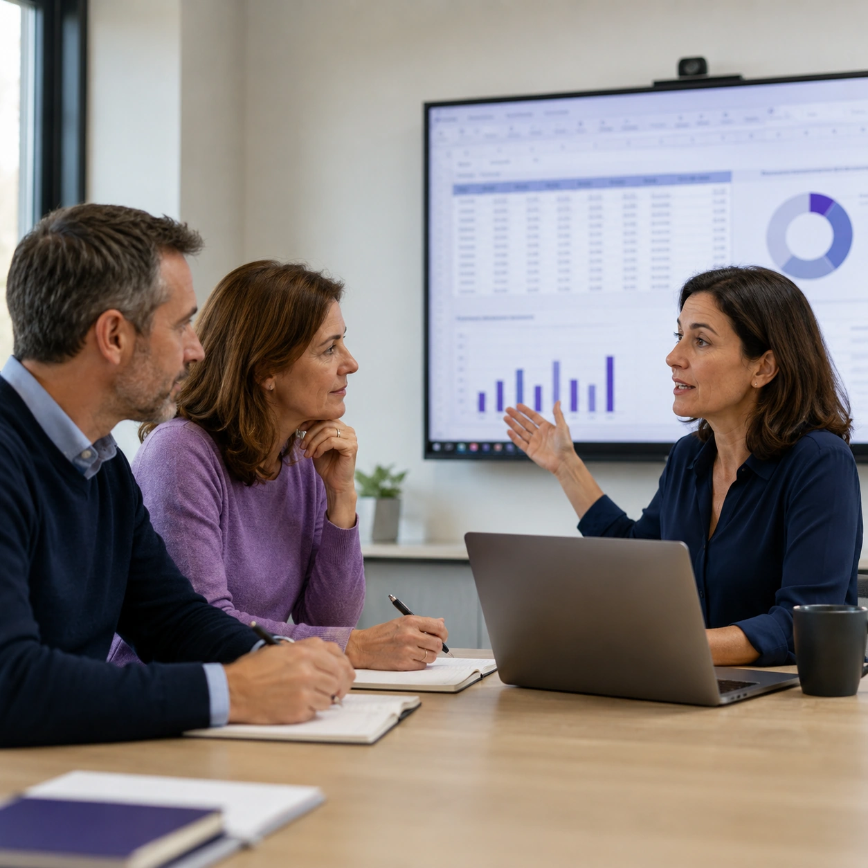 Formation Excel en petit groupe autour d’un ordinateur